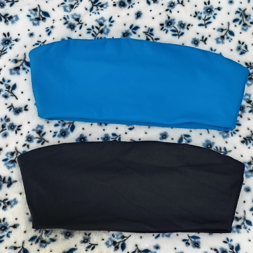 Forever 21 Blue and Black Bandeau Tops